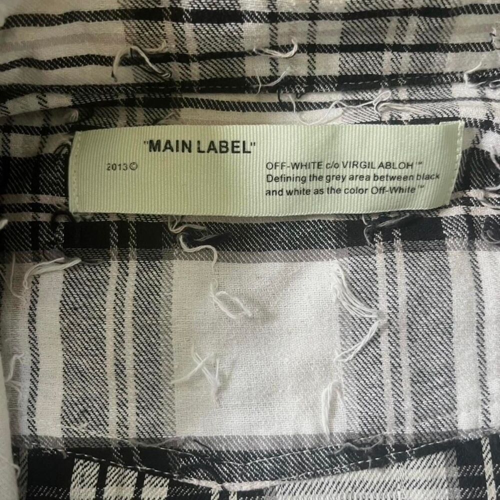 OFF-WHITE c/o VIRGIL ABLOH T™ Distressed Spray Paint Flannel Shirt Size M - Picture 2 of 7